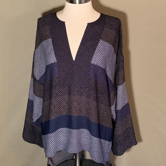 BCBGMazAzria Blue Halen Scarf Print top Size S - Picture 2 of 6